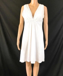 Womens Dress Size Medium White 100% Cotton Sleeveless Sundress by Violet - Picture 1 of 9