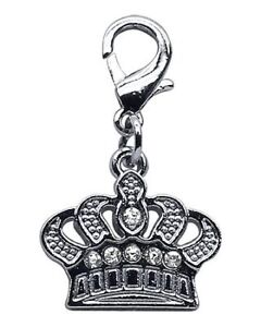 Lobster Claw Crown Charm Clear Dog Collar Charms Royal Crown Rhinestones Jewelr