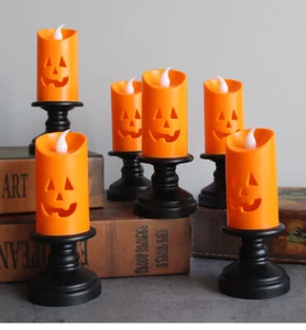 2Pcs Halloween LED Light Candle Colorful Pumpkin Table Top Decoration Home Party - Picture 1 of 6