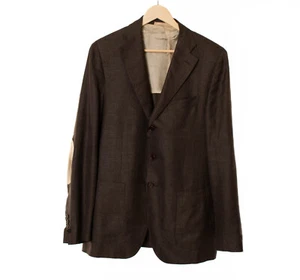 Hombre RAFAELLE CARUSO Ing. Chaqueta Loro Piana Marrón 50% Cachemira Talla 52 12829 - Imagen 1 de 6