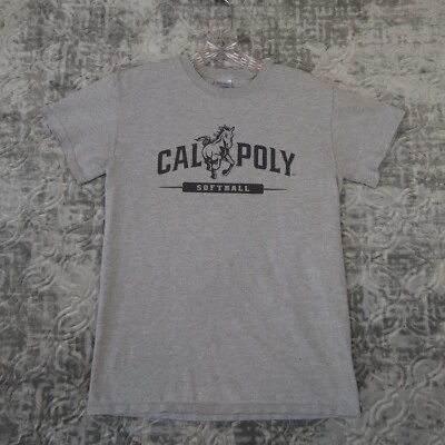 Camisa Cal Poly Mustangs Adulto Pequeña Gris Manga Corta Softbol Camiseta Atlética Foto 1 de 4