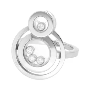 Chopard 829210-1010 18k White Gold 750 Happy Diamonds 8 Womens Ring Band 53/US 6 - Imagen 1 de 7