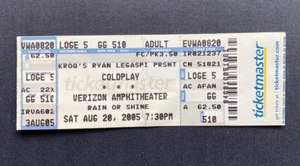 Coldplay Ticket Stub Verizon Amphitheatre 8-20-2005 - Picture 1 of 2