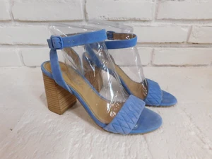 Splendid Blue Block Heels Womens Size 8 Suede Leather Sandal Strap Chunky - Picture 1 of 6