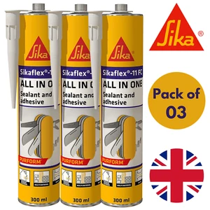 3x Sika Sikaflex 11FC Mehrzweck Schwarz Dichtstoff für Haus & Industrie 300ml - Bild 1 von 6