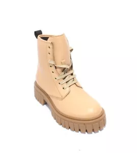 FRAU 86a Beige Leather Lace-Up Zip-Up Ankle Biker Boots 36 / US 6 - Picture 1 of 8