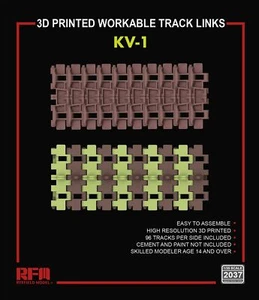 RYEFIELD MODELO RFM RM-2037 1/35 Enlaces de pista viables impresos en 3D para KV-1 - Imagen 1 de 2