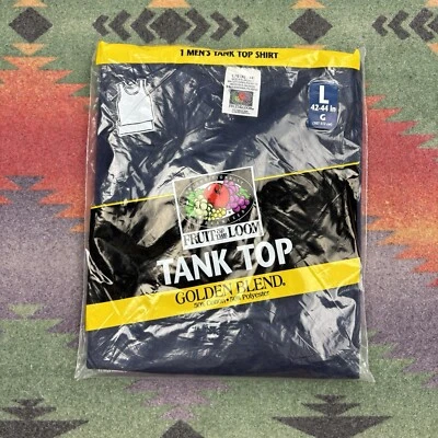 Vintage 90s Fruit Of The Loom Tank Top T-Shirt Men’s Large Blue Blank New NWT - Image 1 of 4