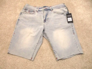 Neu mit Etikett True Religion Ricky Flap ausgefranste gerade Herrenshorts 34 helle Waschung - Bild 1 von 18