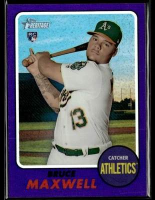 2017 Topps Heritage #THC-584 Bruce Maxwell Chrome Purple Refractor Card 0603F - Image 1 of 2