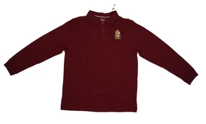 Tommy Hilfiger Polo Shirt Mens Large Burgundy Long Sleeve Loyola School Uniform - Picture 1 of 11