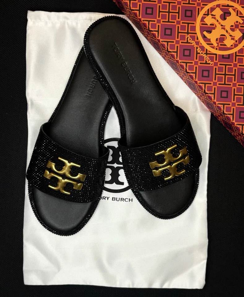 Женские блестящие черные сандалии Tory Burch - Изображение 1 из 3