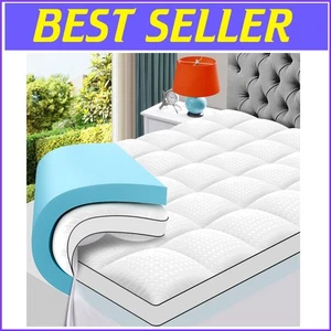Kühlende Gel Memory Foam Matratzenauflage - 4 Zoll Doppelschicht zur Linderung von Rückenschmerzen - Bild 1 von 9
