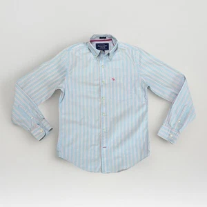VTG Abercrombie & Fitch Men’s Muscle Button Down Teal Pink Long Sleeve Shirt - Picture 1 of 12