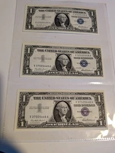 (3) $1 One Silver Certificate Uncirculated Lot Crisp Consecutive 1957 Sequential - Picture 1 of 2
