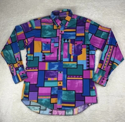 Wrangler Western Shirt Mens 17-35 X-Long Tails Cowboy Cut Vtg 90s Aztec USA Made - Image 1 of 4