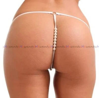 String Tanga XS-M offen sexy ouvert Perlen geiler Slip Porno Höschen XXX Hipster - Bild 1 von 4