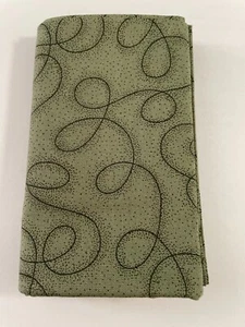 Quilting Fabric-Black design on dark green background - Picture 1 of 1