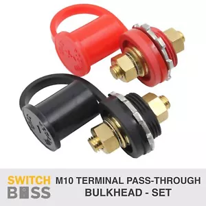 M10 Terminal Post Passthrough Firewall Bulkhead SET (Black + Red) Thru Panel 12v - Picture 1 of 23