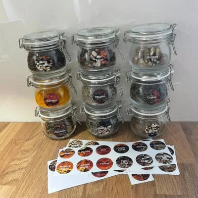 48 x Spice And Herb Jar Labels Stickers Decals - 30mm round - Image 1 of 2