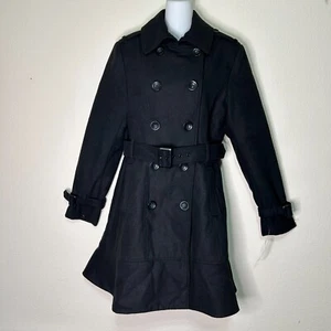 NY&C Coat Womens Black Belted Double Breasted Flared Dress Business NWT 3022 - Picture 1 of 12