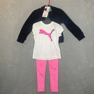 Set di felpe con cappuccio 3 pezzi bambina PUMA - ROSA NERO BIANCO taglia XXS -3/4 ragazze NUOVO - Foto 1 di 13