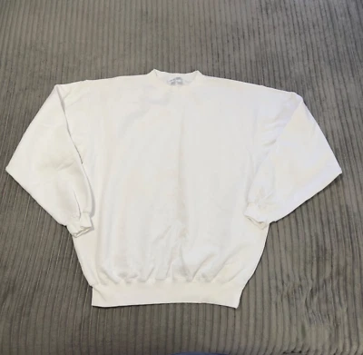 Vtg Fox Racing Sweatshirt Mens 2XL White Pullover Thick Y2K Grunge Basic Moto — 第 1/4 张图片