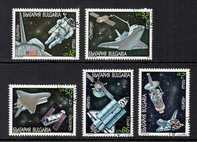 Estampillas de Bulgaria Scott 3622-3625, 3627 (1991) CTO transbordador espacial misiones MNH Foto 1 de 2