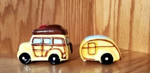 Vintage Pier One Salz- und Pfefferstreuer mit Campingmotiv holzig Träne Camper - Bild 1 von 9