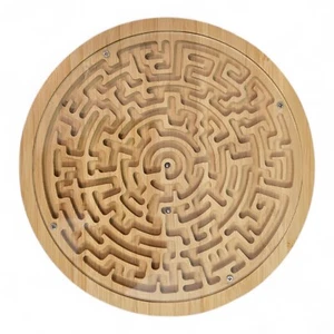 Round Wooden Labyrinth Board Game: Marble Maze for Education and Fun NEW IN BOX - Picture 1 of 10