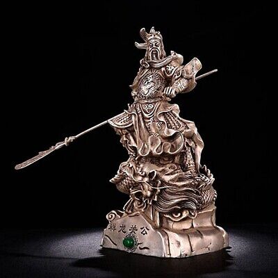 Exquisita Estatua Preciosa Plata Pura Cobre Auspicioso Dragón Guan Gong • 689.84€
