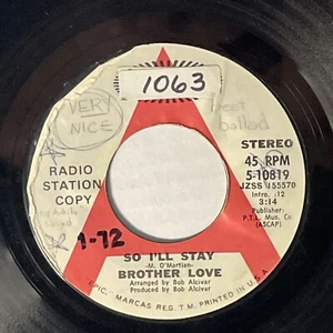 Brother Love So I'll Stay, Think of Jesus Promo  7" 45RPM Epic Records DJ Copy - Picture 1 of 4