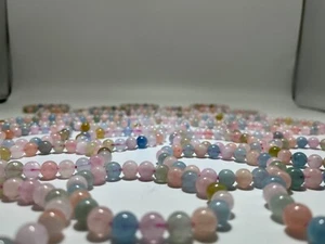 Aquamarin Morganit Armband  7-9mm Hochwertige Edelsteine Natursteine Heilsteine - Picture 1 of 9