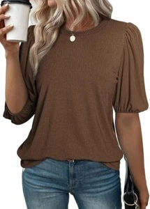 SHEWIN Summer Tops for Women 2025 Trendy Crewneck Short Sleeve T Shirts Casual  - Picture 1 of 5
