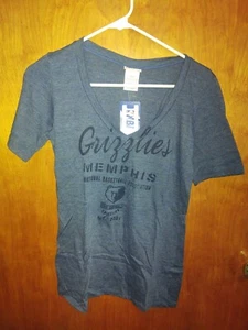 Memphis Grizzlies Blue Heather V Neck T Shirt Women's Medium NWT - Picture 1 of 4