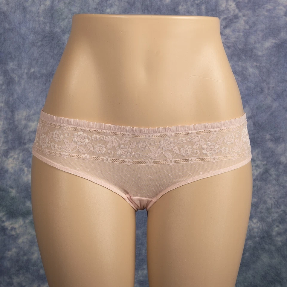 Jezebel Baby Pink Sheer Lace Bikini Panties Size  M Medium - Image 1 of 4