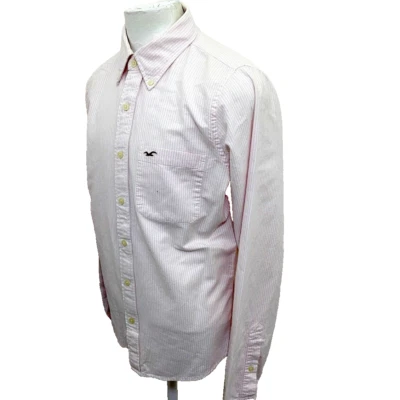 Hollister Slim Fit Men's Size XL Pink Stripe Cotton Long Sleeve Casual Shirt - Image 1 of 4