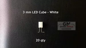12 volt White 3mm LED Cubes for GM Dash Bulbs Switches Built In Resistor 20 Qty - Picture 1 of 10