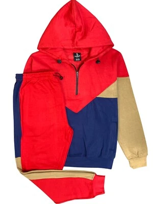 Traje de chándal de vellón con cremallera de cuarto de 2 piezas para hombre con pantalones de chándal tradicionales de vellón Foto 1 de 4