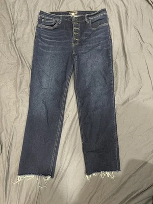 Pantalones de mezclilla para mujer Kut From The Kloth azul oscuro con botones, talla 12 Foto 1 de 4