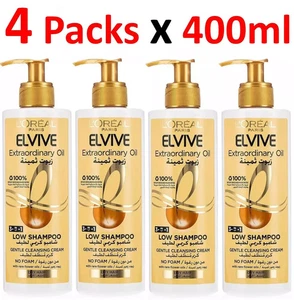 4X L'Oréal Paris Elvive Extraordinary Oil Low Shampoo No Foam For Dry Hair 400ml - Picture 1 of 5