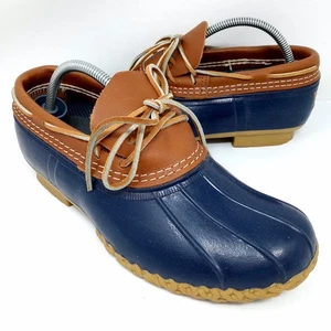 LL Bean Womens Size 8 Made in USA Low Duck Boots Blue Rubber Gumshoe Moc - Picture 1 of 9