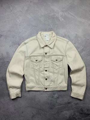 Jaqueta jeans unissex Helmut Lang bege com botões clássica minimalista masculina feminina » - Imagem 1 de 4