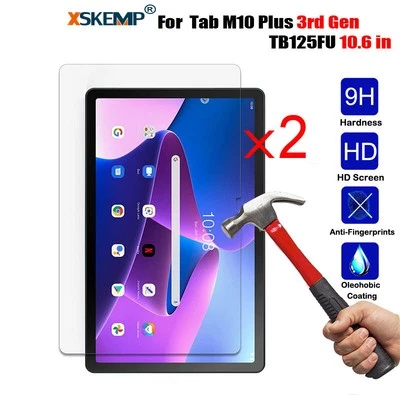 2PCS GLASS Screen Protector Film Lenovo Tab M10 Plus 3rd Gen 10.6 TB125 TB128 - Image 1 of 4