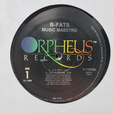 B-Fats Music Maestro M- 12" Vinyl Record Single No Jacket - Image 1 of 2