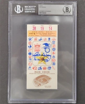 Rick Monday signed "1978 ASG" All Star Game Ticket autograph Dodgers BAS Beckett - Image 1 of 4