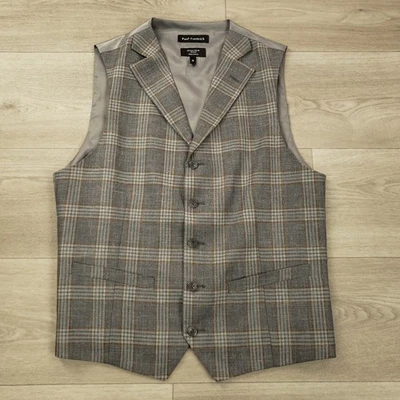 Chaleco deportivo Paul Fredrick chaleco lana seda lino ventana cuadros para hombre talla 38 Foto 1 de 4
