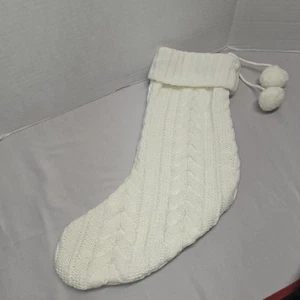 Suéter Blanco Navidad Medias Tejido 8 por 17 pulgadas Cable Tejido Suéter Blanco - Imagen 1 de 4