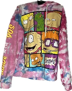 Sudadera con Capucha Nickelodeon Rugrats Dibujos Animados Rosa Tie-Dye Hecha en los Años 90 - Imagen 1 de 5