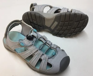 Eddie Bauer Kristen Water Shoe Bump Toe Sandal Sz Big Kids 13 Gray Turquoise EUC - Picture 1 of 12
